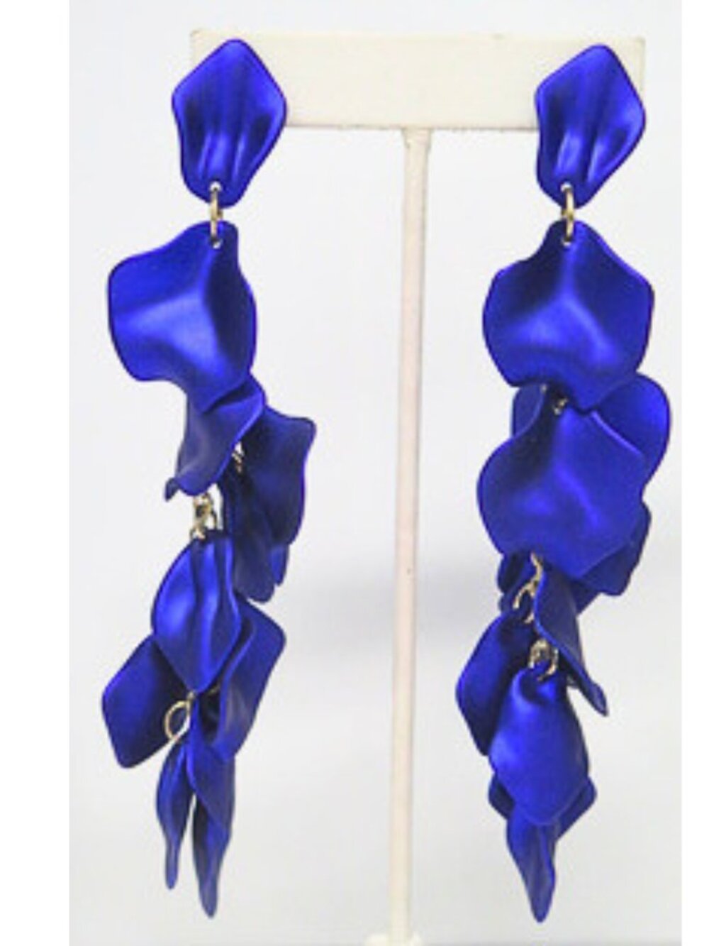 Royal Blue Floral Statement Dangle Earrings